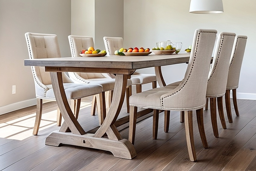 Rustikt matbord i en unik design med de vackra bågarna i underredet från Nordanlids Rustik. Vår serie Harmoni binds samman genom den distinkta bågformen i underredet. En harmonisk vacker och tidlös design.